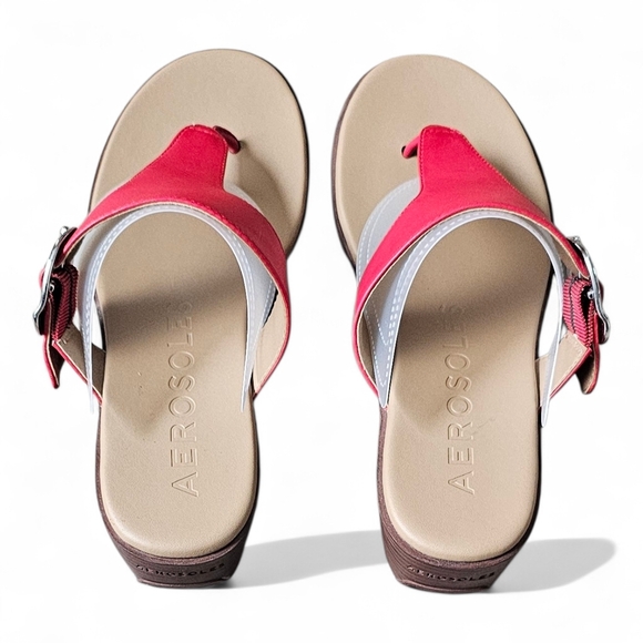 AEROSOLES Red and Silver Thong Sandals - Picture 6 of 8
